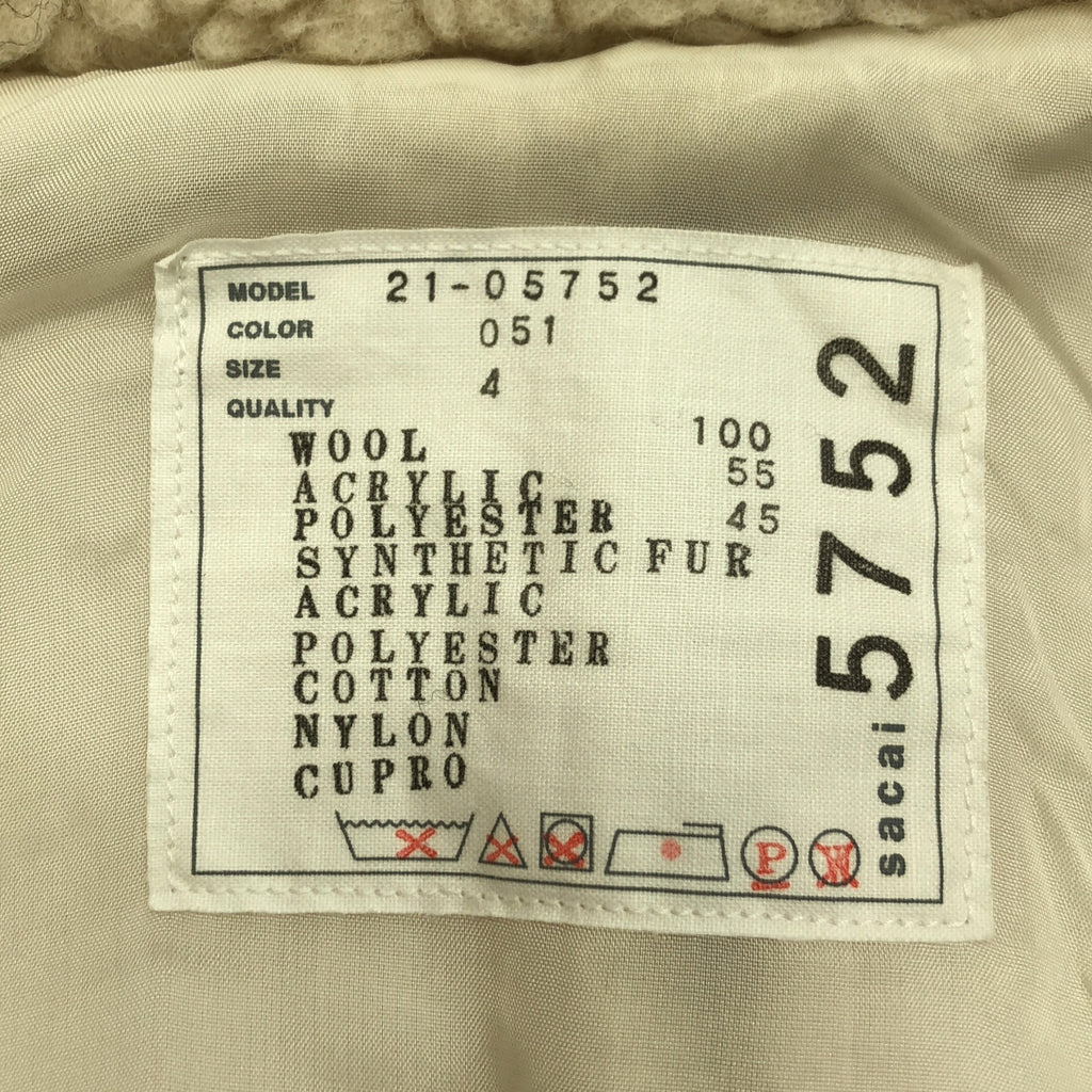 sacai / サカイ | 2021AW | Faux Shearling × Faux Fur Blouson / ファー ドッキング ボア オーバー ジャケット ブルゾン / 総裏地 | 4 | レディース