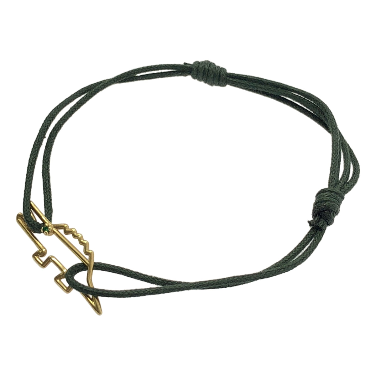 【미품】 ALIITA / 아리타 | K9YG COCODRILO 악어 에메랄드 코드 팔찌 | 골드 | 여성