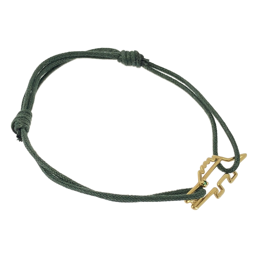 【미품】 ALIITA / 아리타 | K9YG COCODRILO 악어 에메랄드 코드 팔찌 | 골드 | 여성