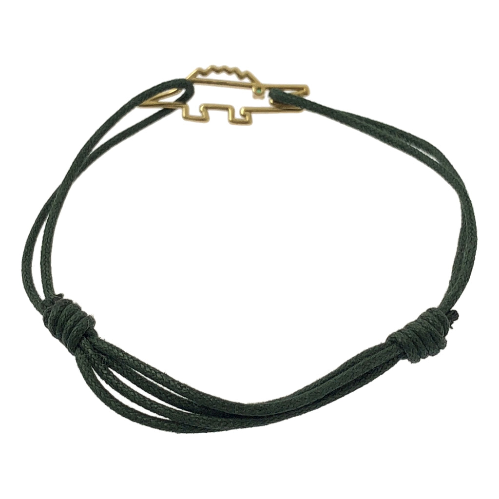 【미품】 ALIITA / 아리타 | K9YG COCODRILO 악어 에메랄드 코드 팔찌 | 골드 | 여성