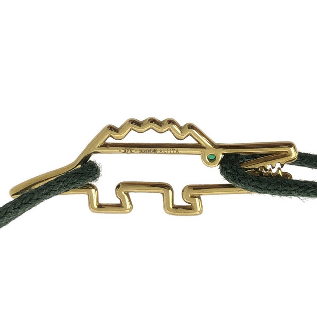 【미품】 ALIITA / 아리타 | K9YG COCODRILO 악어 에메랄드 코드 팔찌 | 골드 | 여성