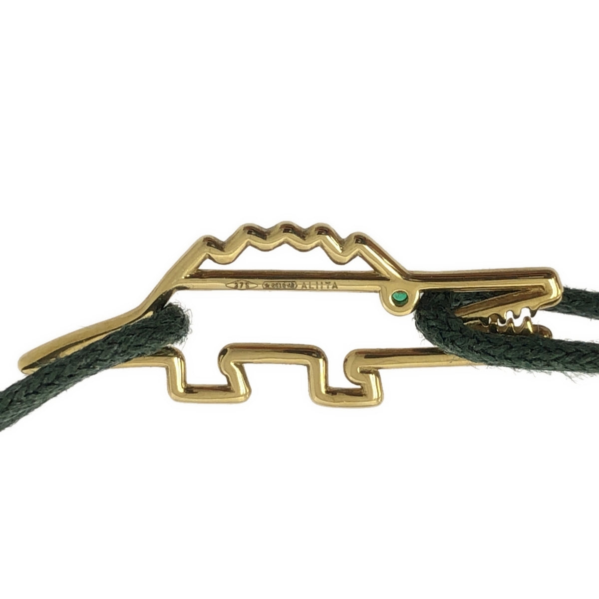 【미품】 ALIITA / 아리타 | K9YG COCODRILO 악어 에메랄드 코드 팔찌 | 골드 | 여성