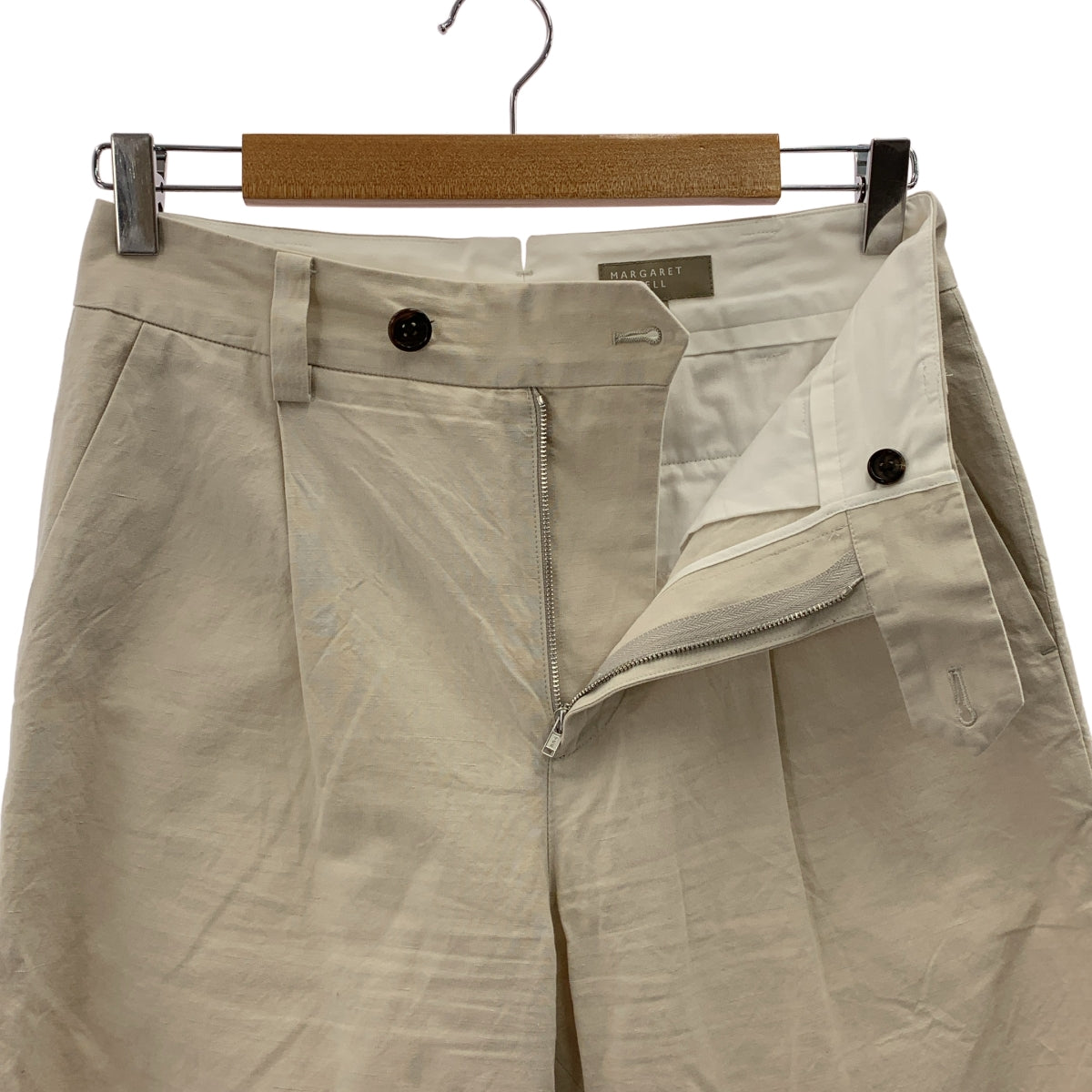 MARGARET HOWELL / マーガレットハウエル | COTTON LINEN SILKトラウザー パンツ | 1 | ベージュ | レディース