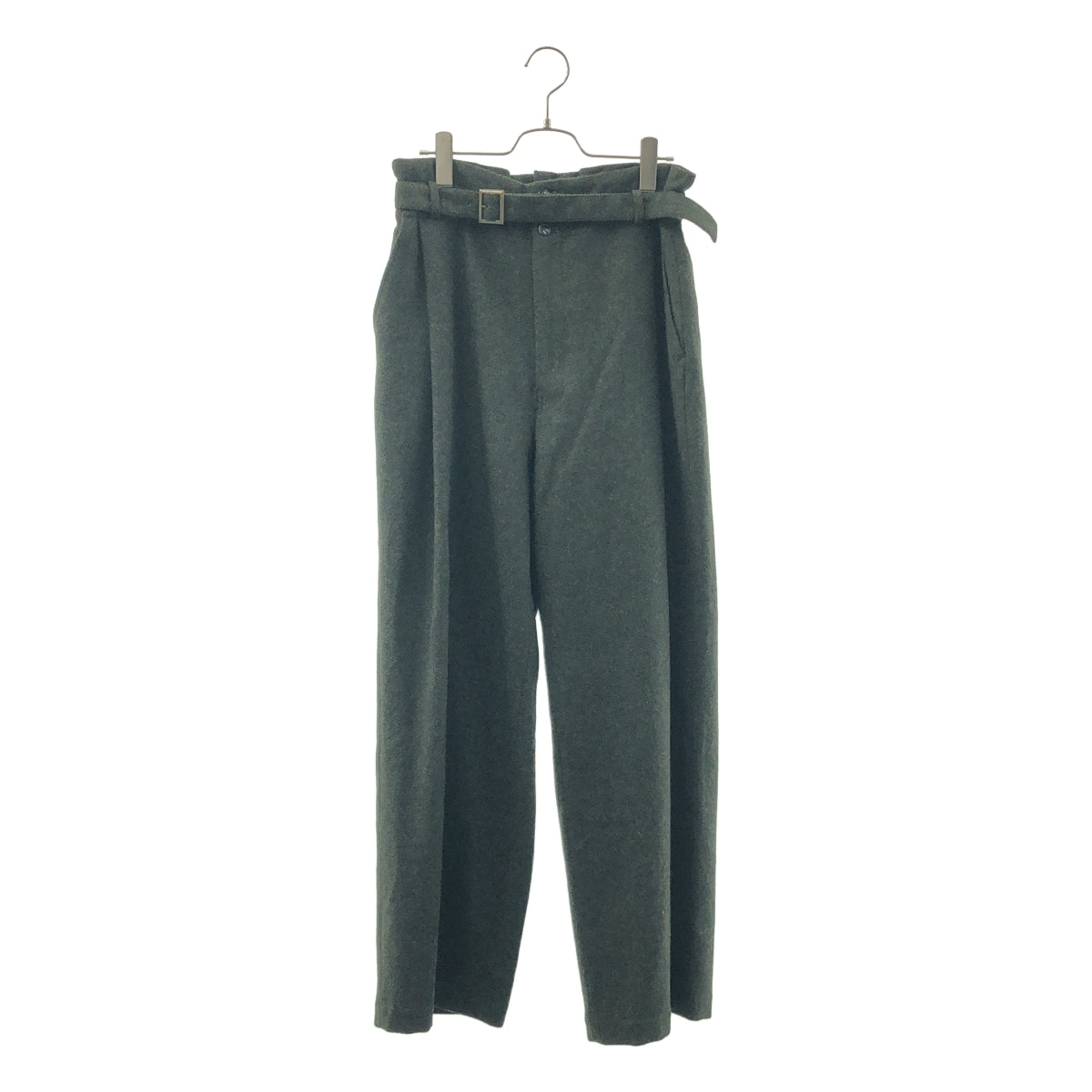 lelill / レリル | ウール ヘリンボーン ベルテッド タック パンツ / 裏地付き | 40 | レディース