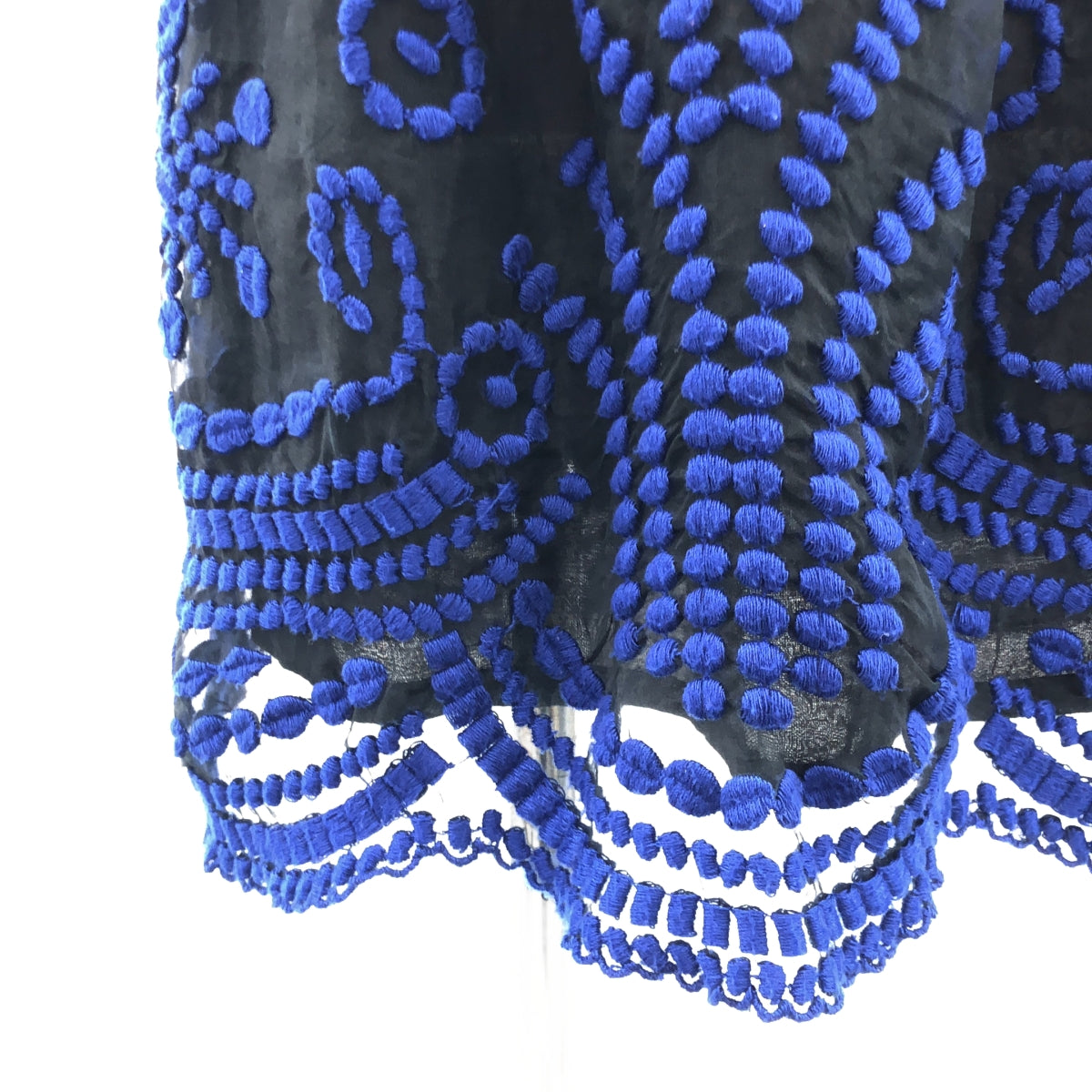 ne Quittez pas | 絲質刺繡後拉鍊洋裝 | 全襯裡 | 藍色/黑色 | 女款