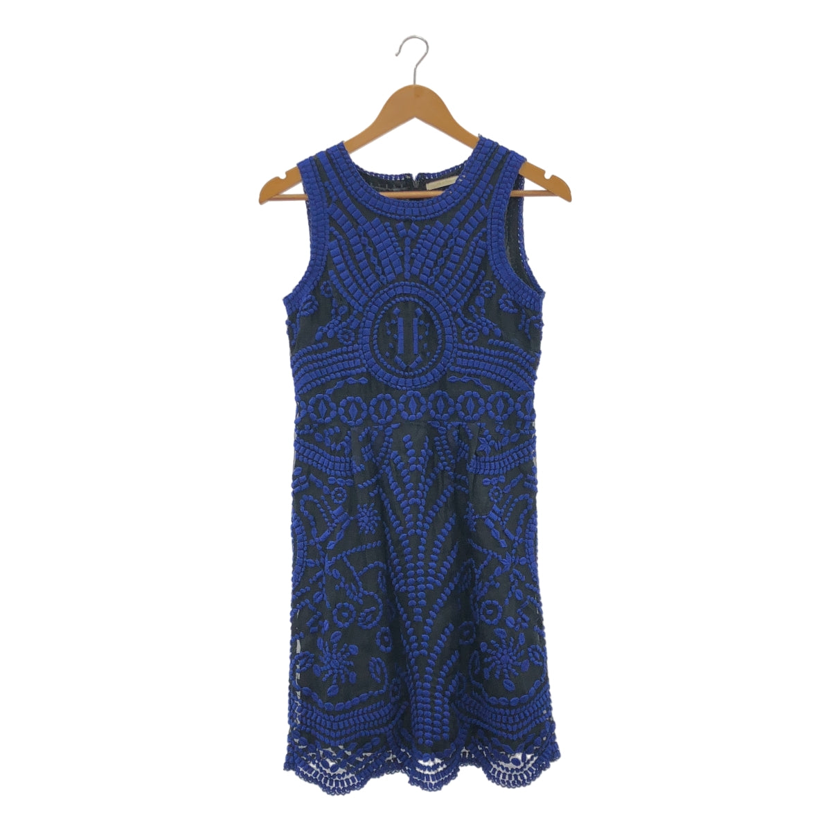 ne Quittez pas / 누키 테파 | 실크 엠브로이드리 백 Zip 드레스 원피스 / 총 안감 | 블루 / 블랙 | 여성