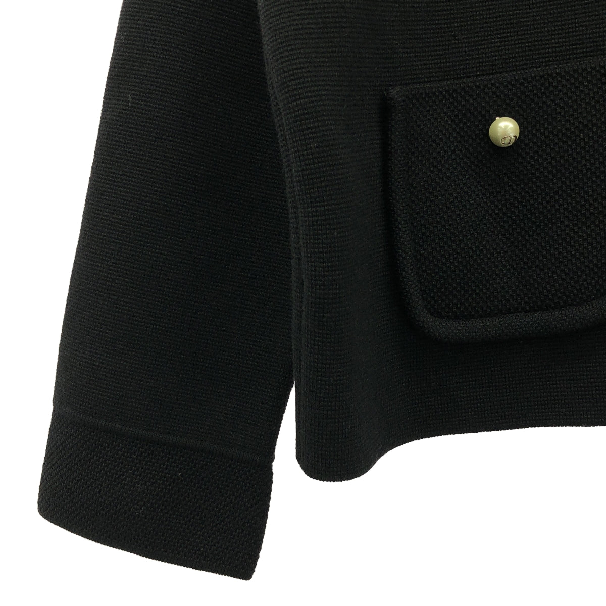 [Good Condition] Christian Dior | Logo Pearl Button Single Knit Jacket | Size 36 | Black | Women's