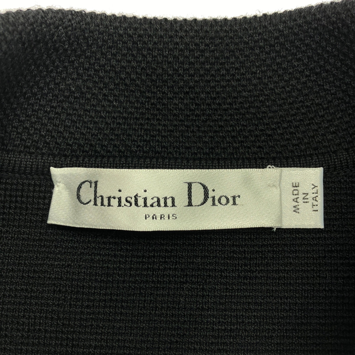 【美品】  Christian Dior / クリスチャンディオール | ロゴ パールボタン シングル ニット ジャケット | 36 | ブラック | レディース