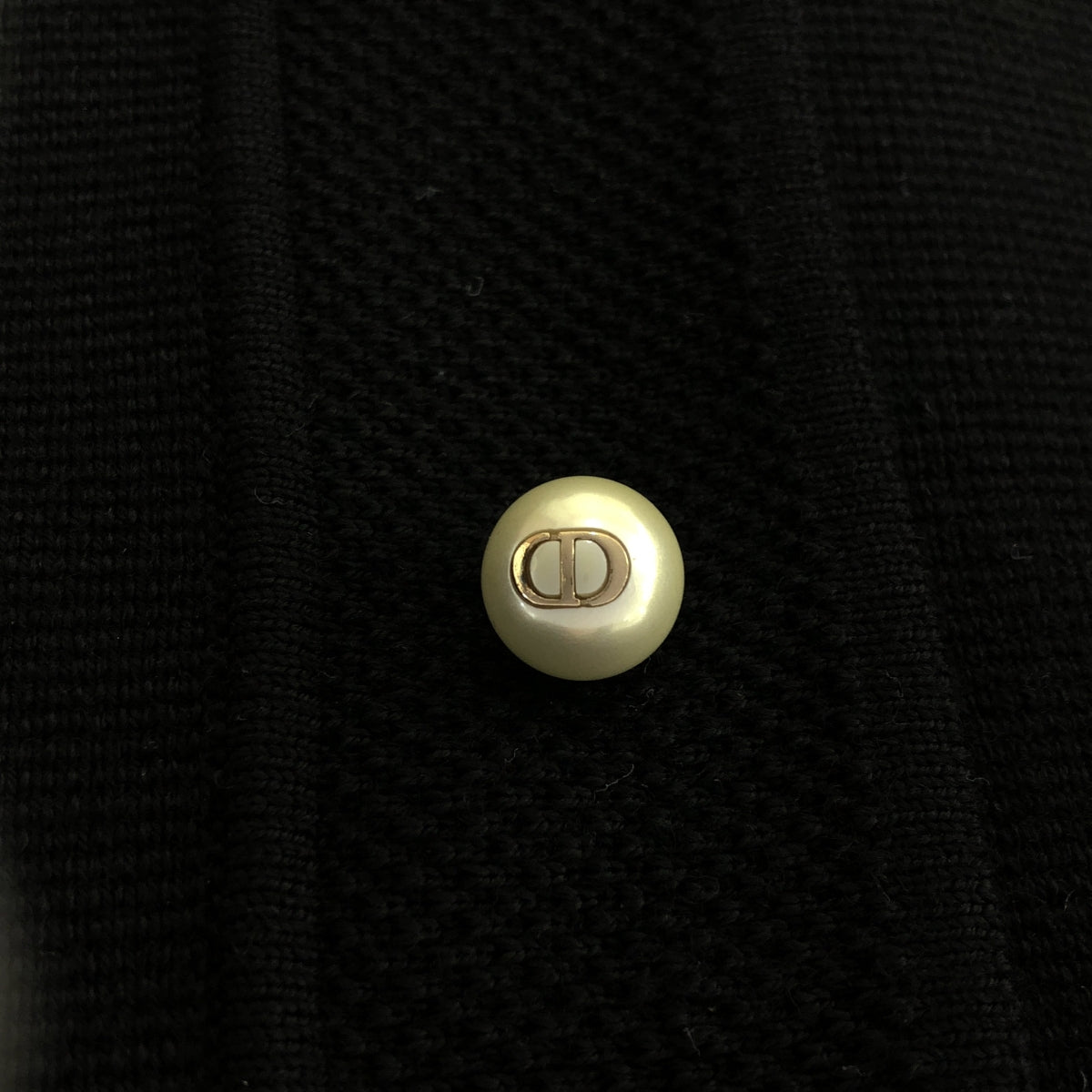 [Good Condition] Christian Dior | Logo Pearl Button Single Knit Jacket | Size 36 | Black | Women's