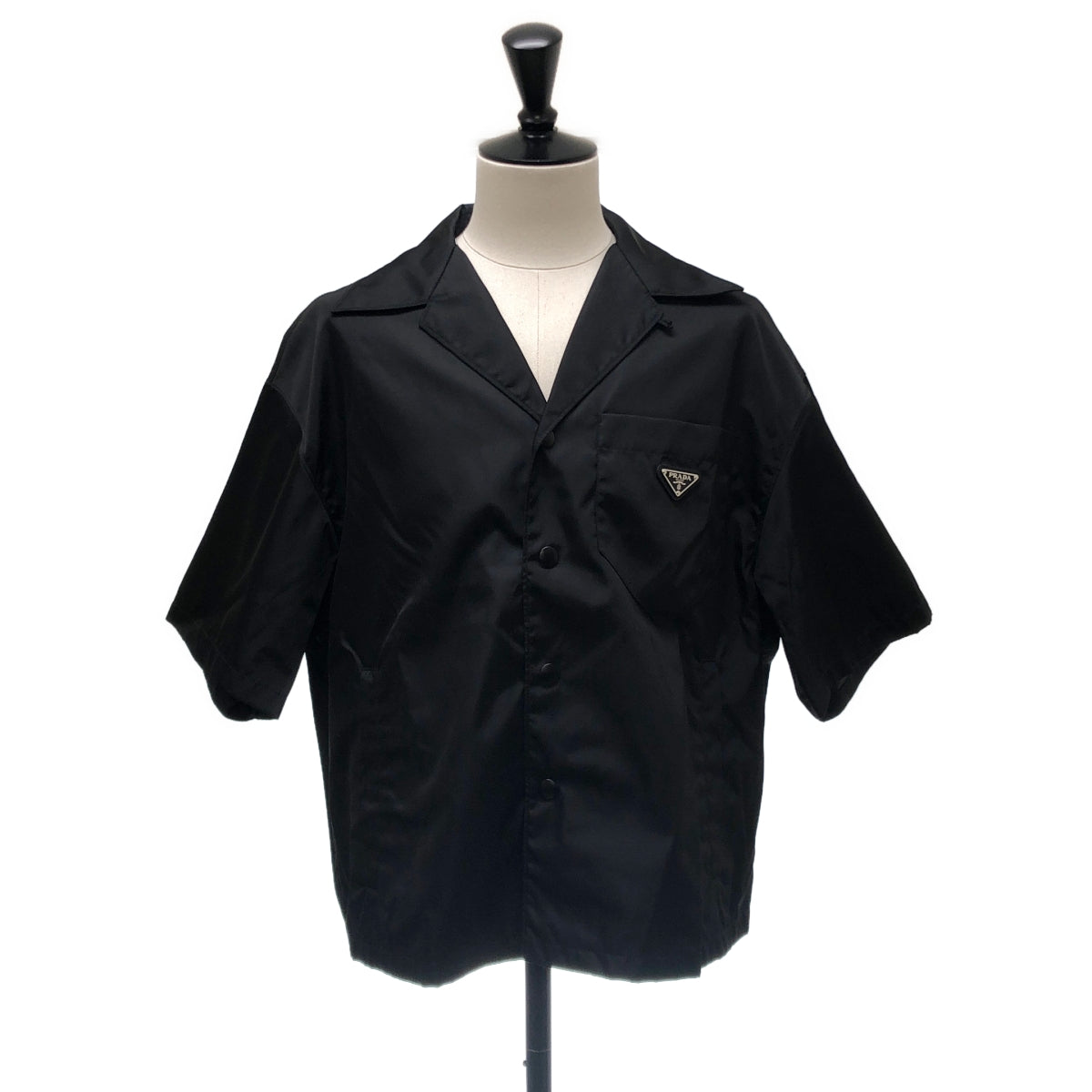 PRADA / プラダ | Re-nylon / トライアングルプレートロゴ オーバーシルエット オープンカラーシャツ | S | メンズ