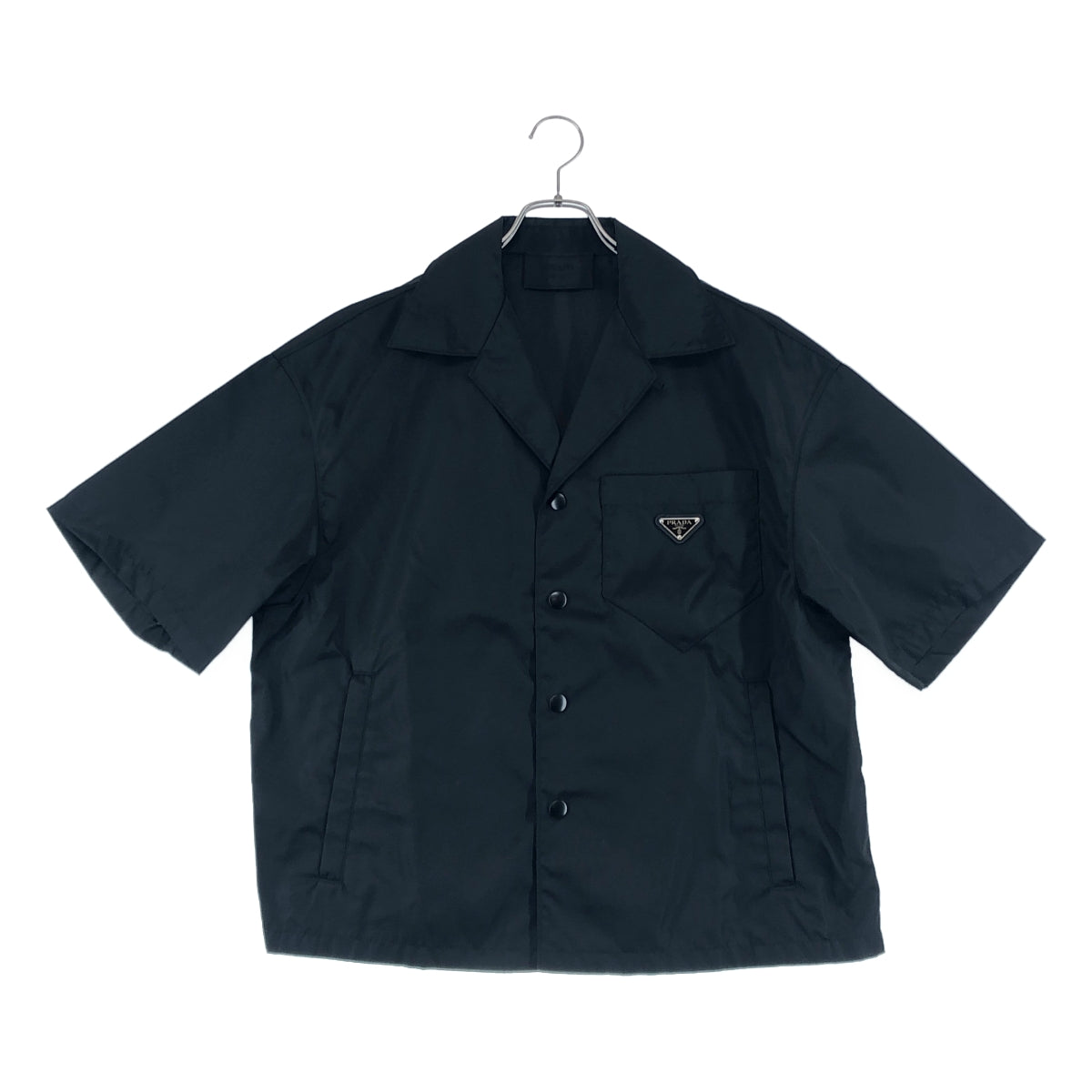 PRADA / プラダ | Re-nylon / トライアングルプレートロゴ オーバーシルエット オープンカラーシャツ | S | メンズ