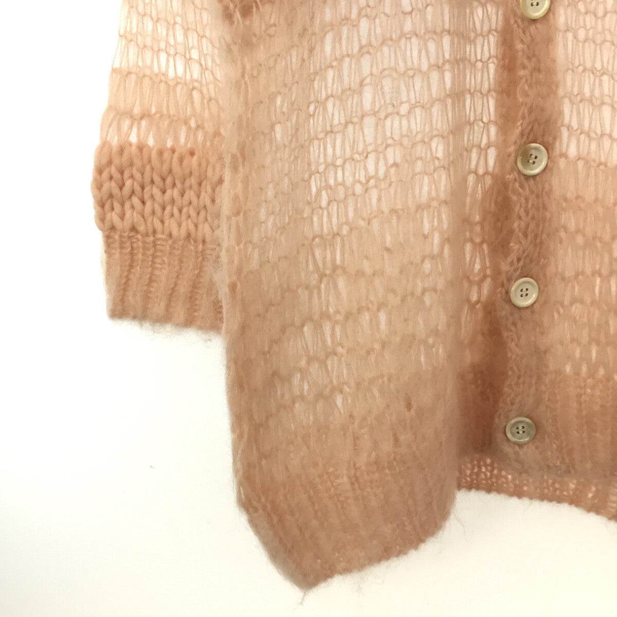 [Good Condition] UNDER COVER | 2022AW | Wool Mohair Low Gauge Knit Switching Oversized Cardigan | 2 | Pink | Women's