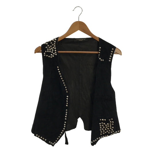 GOLDEN GOOSE | Suede Leather Studded Gilet Vest | XS | Black | Women's