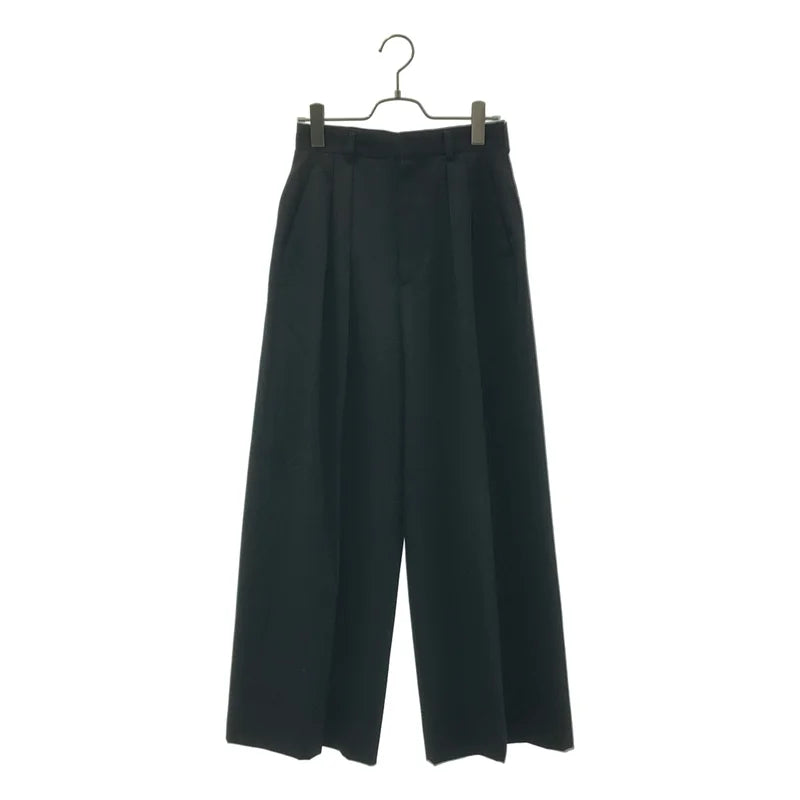 【美品】  LOEFF / ロエフ | ウール ギャバ バギー トラウザー パンツ | 00 | ブラック | レディース