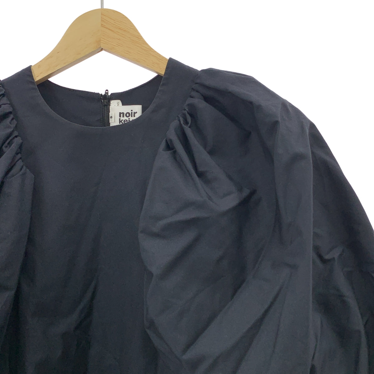 【미품】 noir kei ninomiya / 느와르 케이니노미야 | 2024SS | 퍼프 숄더 코튼 브로드 원피스 | S | 블랙 | 여성