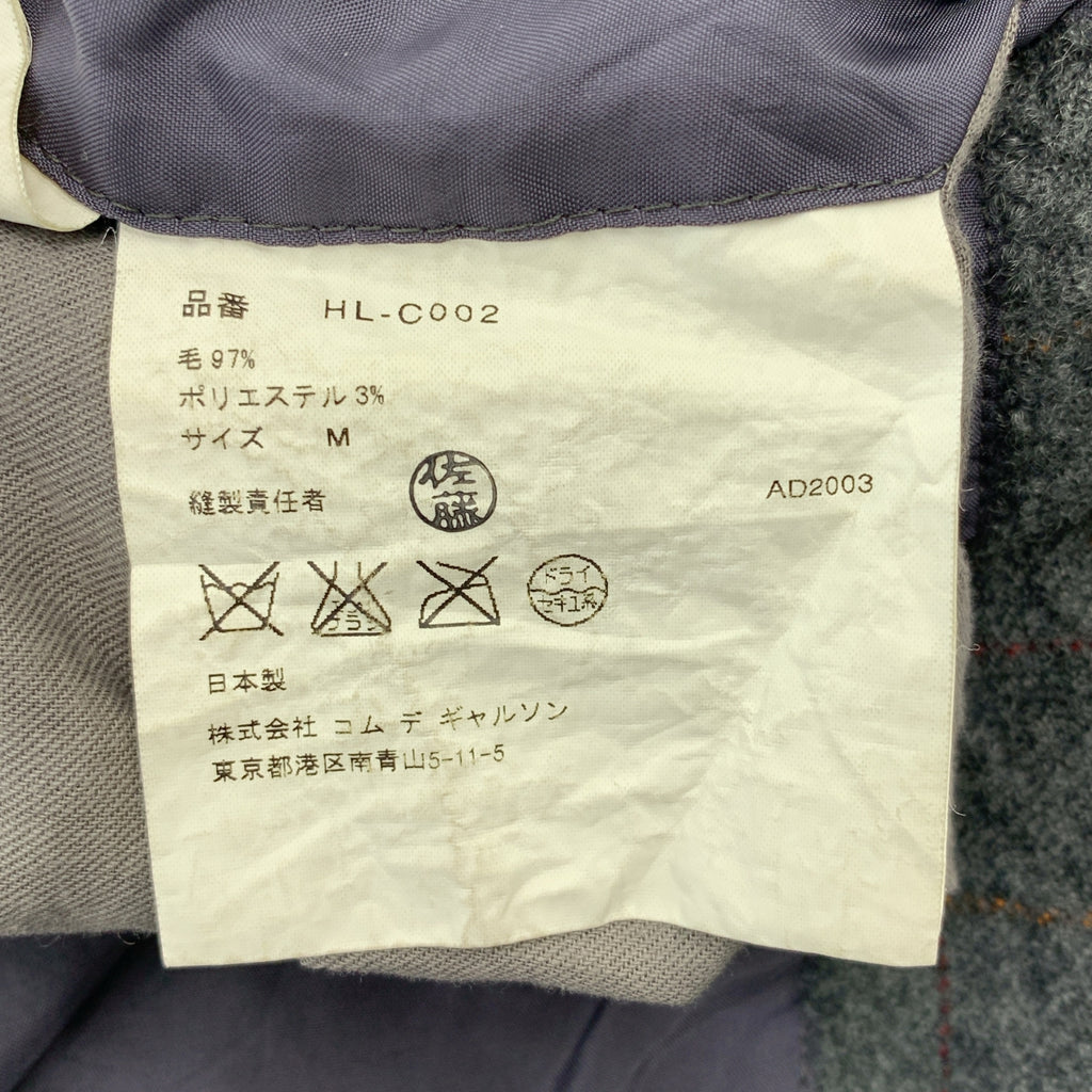 COMME des GARCONS HOMME / コムデギャルソンオム | 2003AW | ウール縮絨 チェック ピーコート | M | メンズ