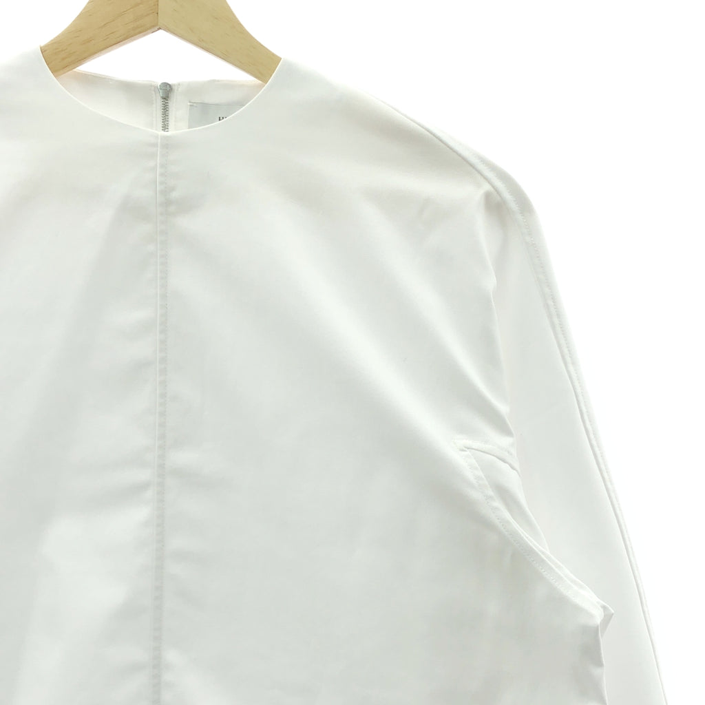 【미품】 HYKE / 하이크 | 2023AW | TASLAN TWILL TOP / 백 Zip 슬릿 블라우스 | 1 | 화이트 | 여성