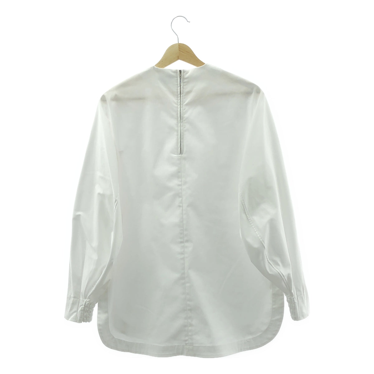 [狀況良好] HYKE | 2023AW | 塔絲蘭斜紋上衣 / 後拉鍊開衩襯衫 | 1 | 白色 | 女款