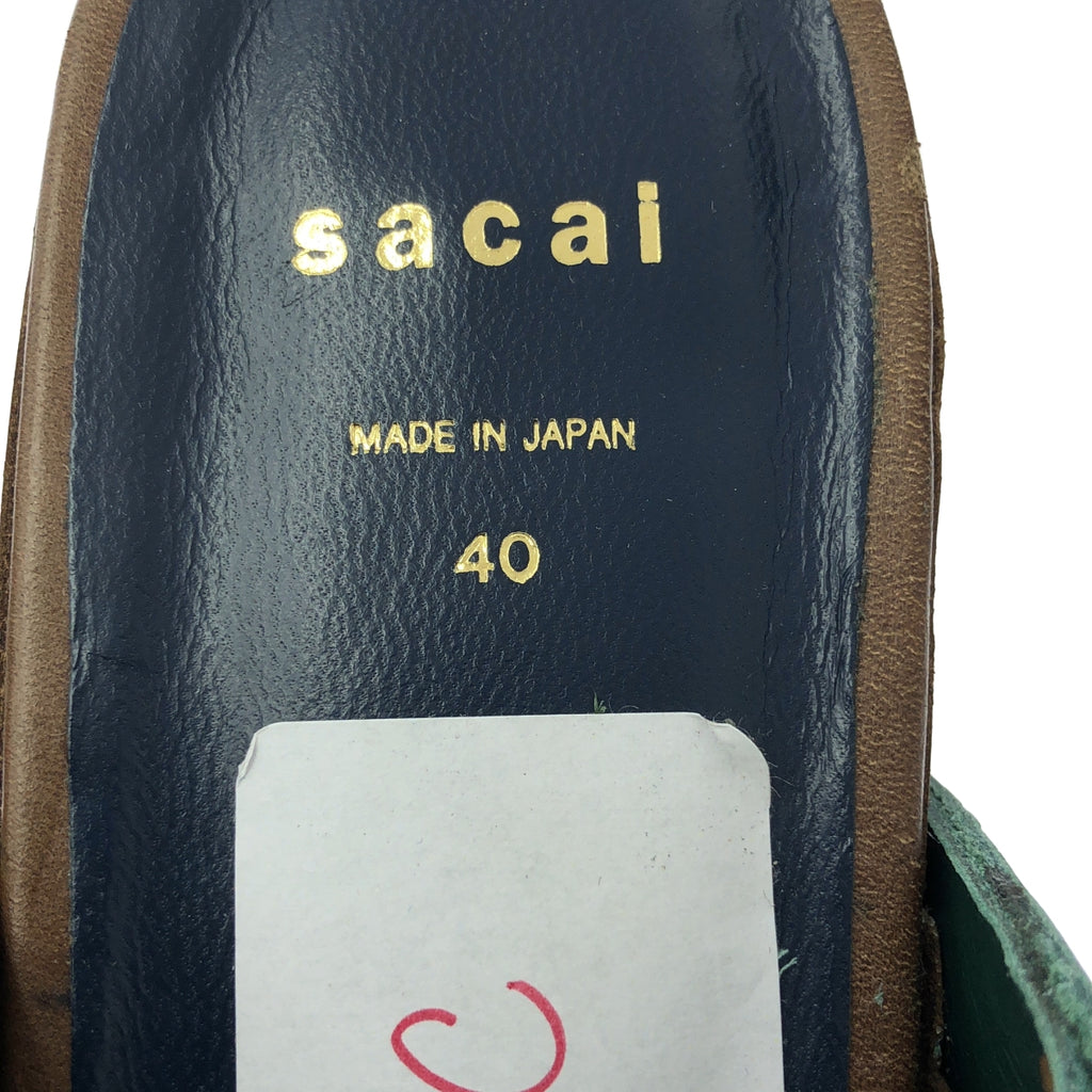 [類似新品] sacai | 束帶皮革鉚釘木屐涼鞋 | 40碼 | 棕色 | 女款