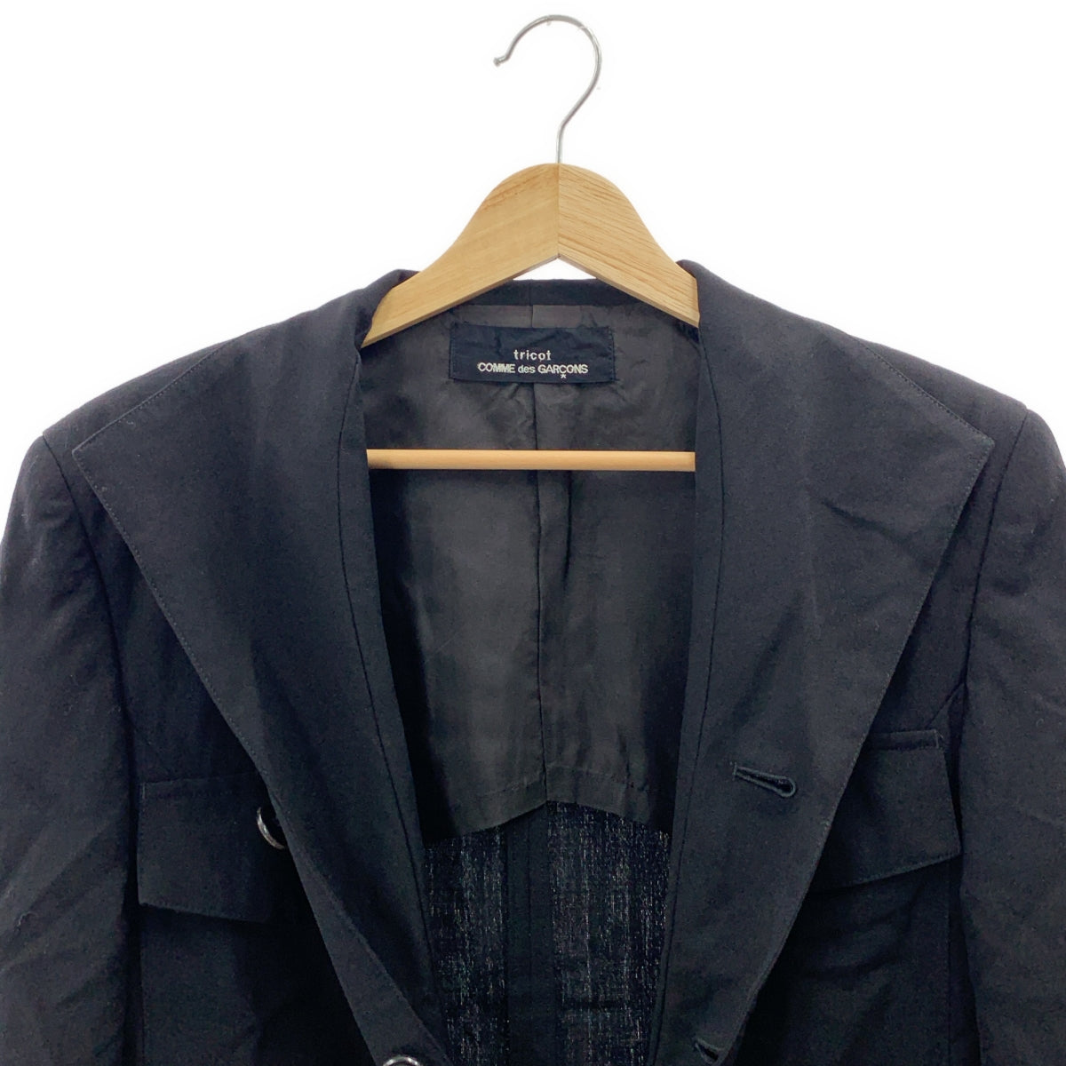 tricot COMME des GARCONS / トリココムデギャルソン | バックアジャスター ダブルフラップポケット シングルジャケット | ブラック | レディース