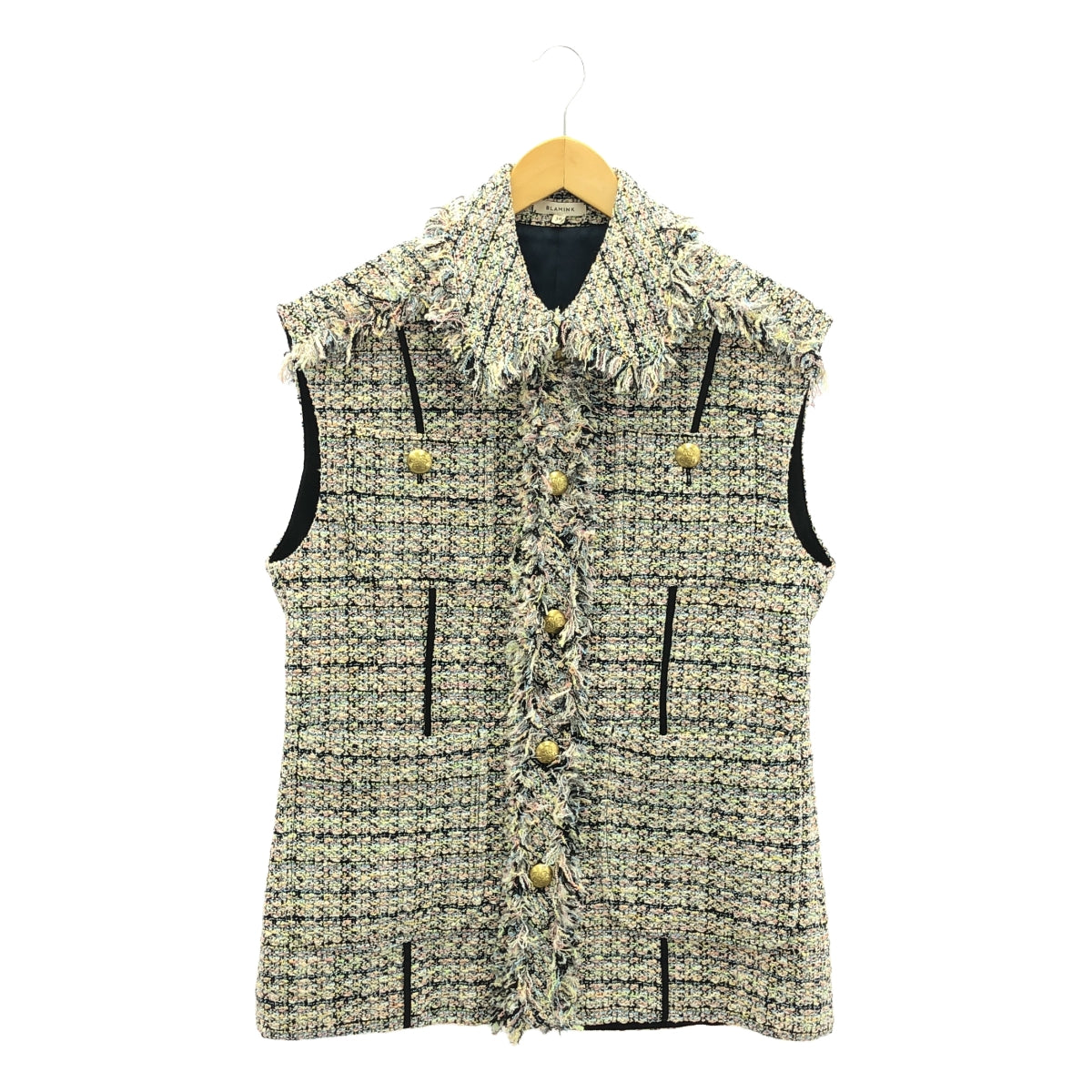 [Beautiful Condition] BLAMINK | RESORT Mixed Tweed Regular Collar Vest | Size 36 | Multicolor | Women's