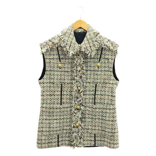 [Beautiful Condition] BLAMINK | RESORT Mixed Tweed Regular Collar Vest | Size 36 | Multicolor | Women's