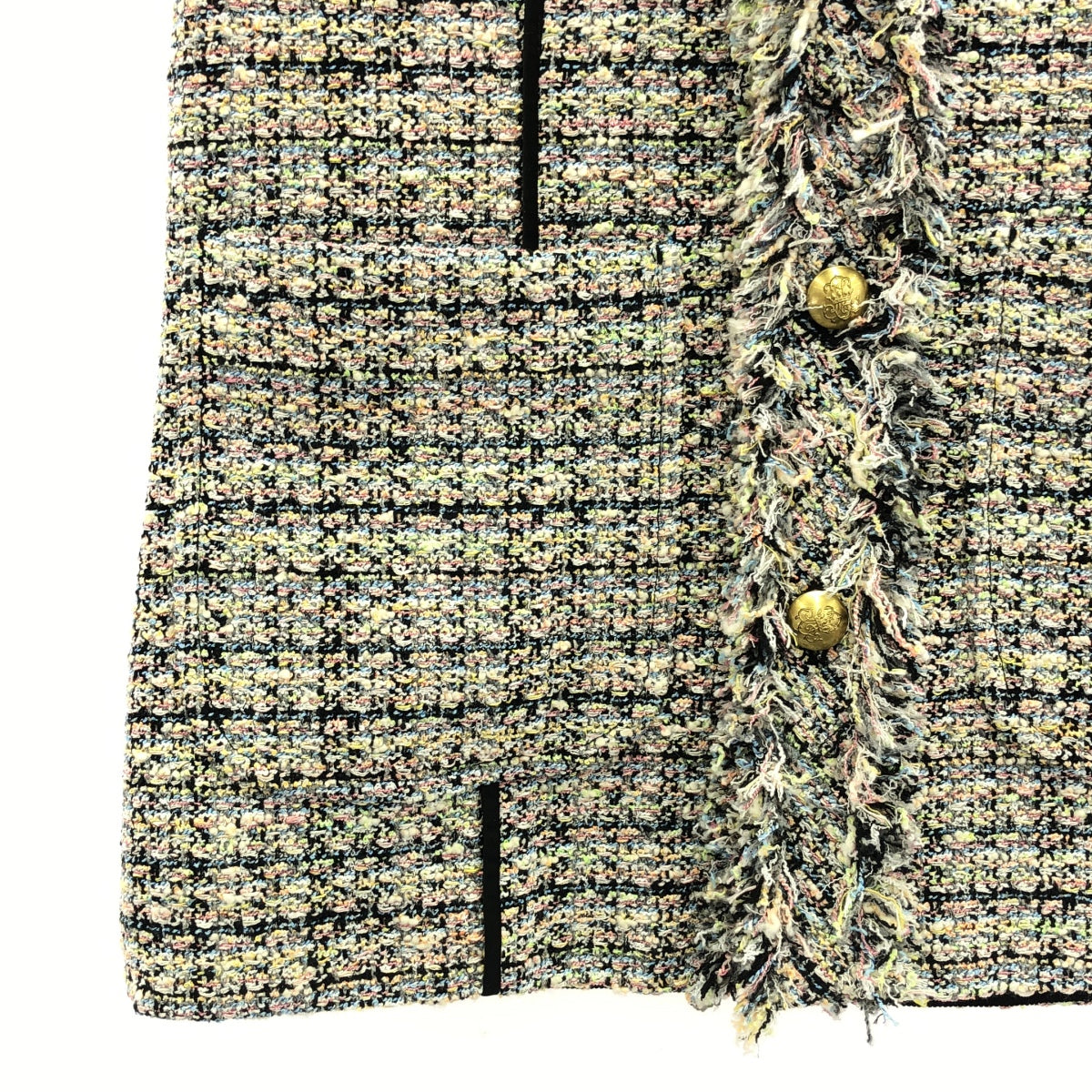 [Beautiful Condition] BLAMINK | RESORT Mixed Tweed Regular Collar Vest | Size 36 | Multicolor | Women's