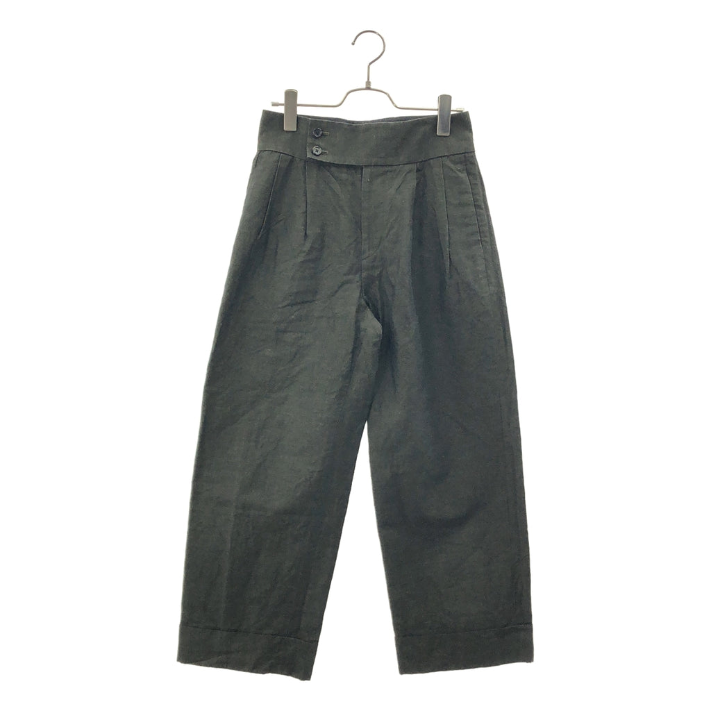 MARGARET HOWELL / マーガレットハウエル | WASHED LINEN COTTON リネン コットン 2タック トラウザー パンツ | 1 | カーキ系 | レディース