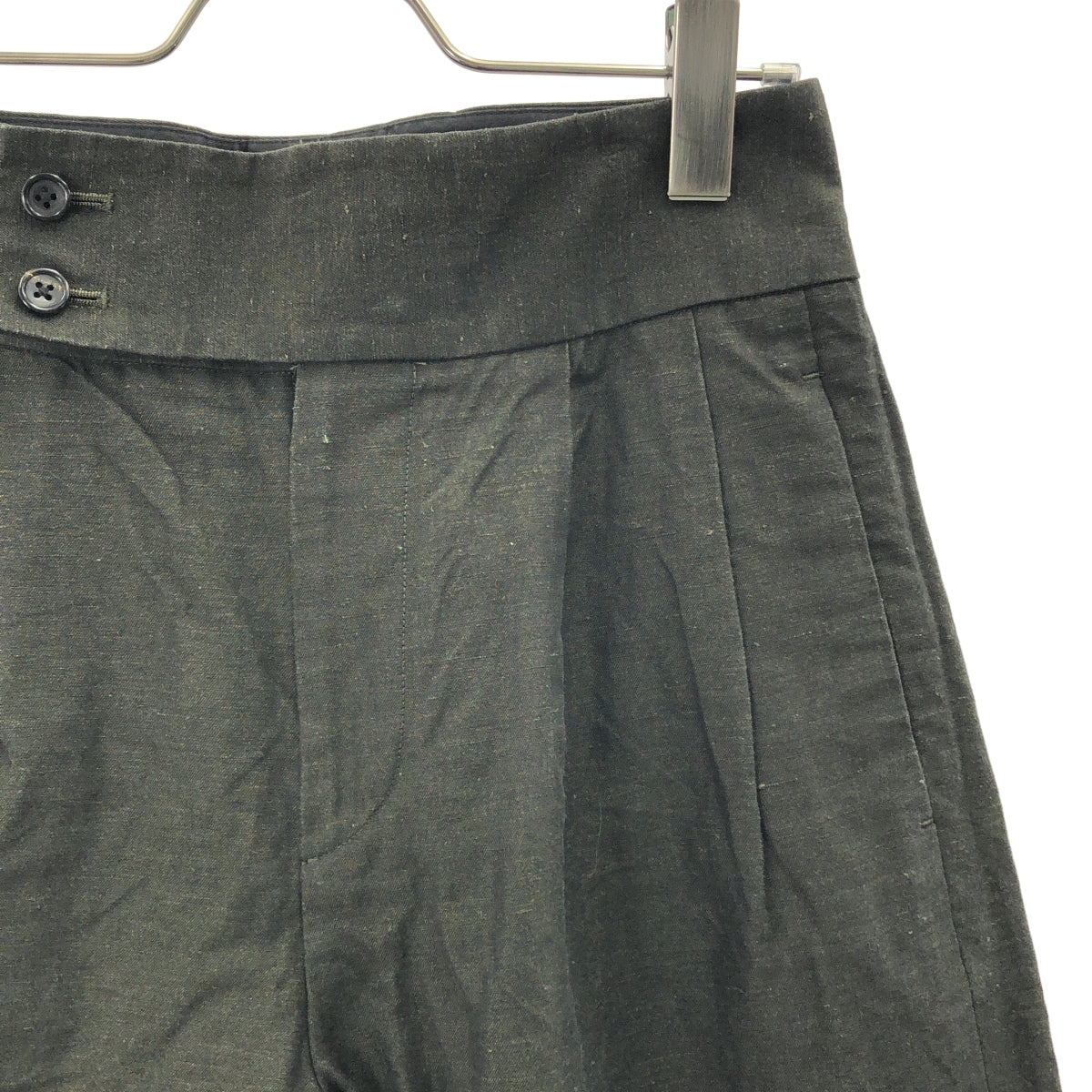 MARGARET HOWELL / マーガレットハウエル | WASHED LINEN COTTON リネン コットン 2タック トラウザー パンツ | 1 | カーキ系 | レディース