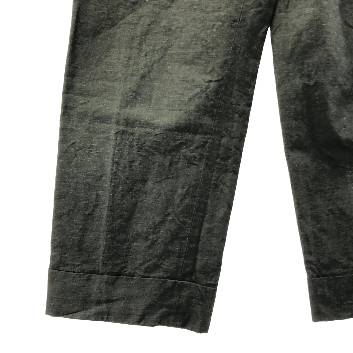 MARGARET HOWELL / マーガレットハウエル | WASHED LINEN COTTON リネン コットン 2タック トラウザー パンツ | 1 | カーキ系 | レディース