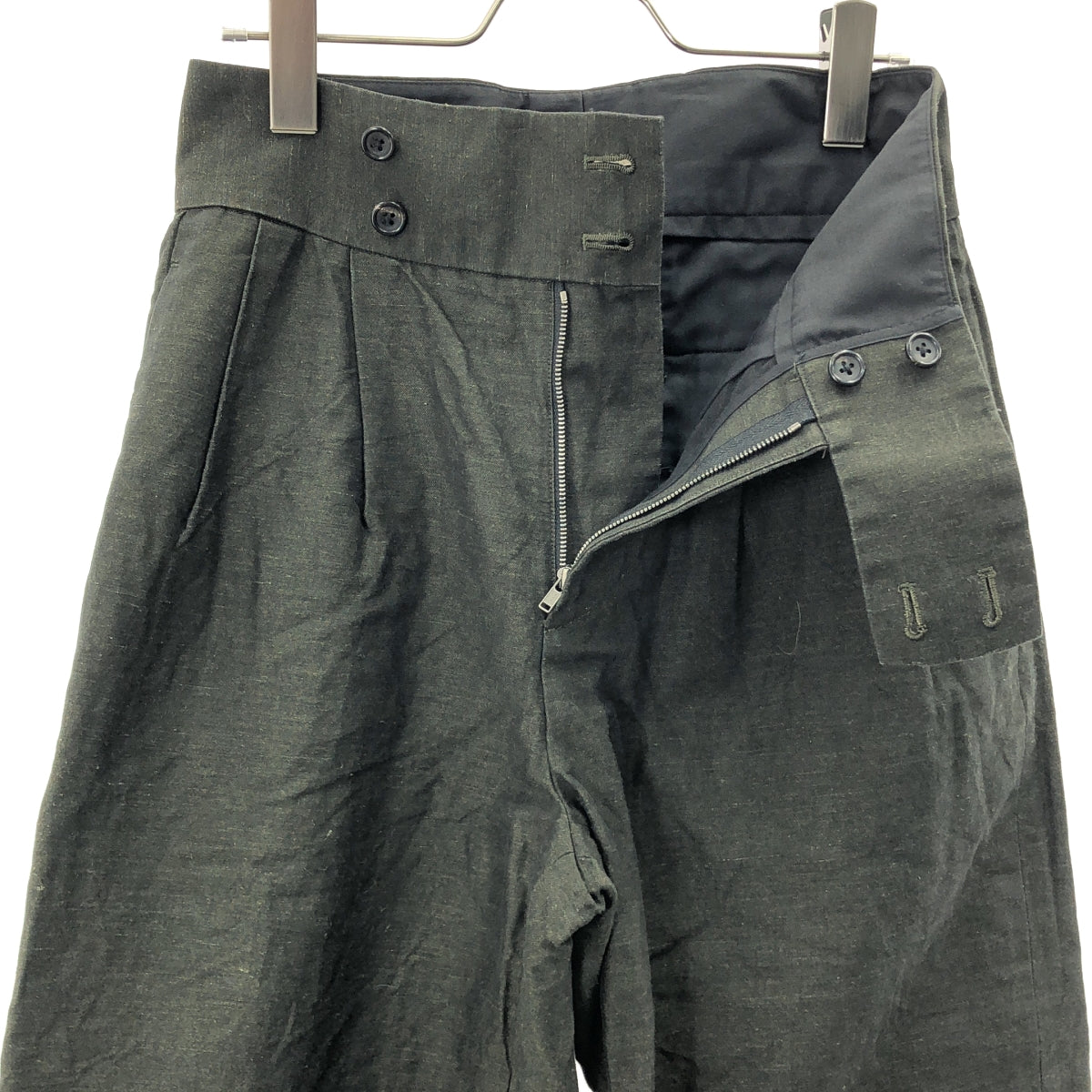 MARGARET HOWELL / マーガレットハウエル | WASHED LINEN COTTON リネン コットン 2タック トラウザー パンツ | 1 | カーキ系 | レディース