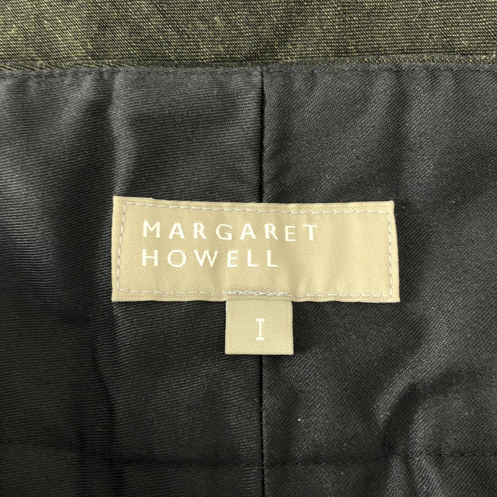 MARGARET HOWELL / マーガレットハウエル | WASHED LINEN COTTON リネン コットン 2タック トラウザー パンツ | 1 | カーキ系 | レディース