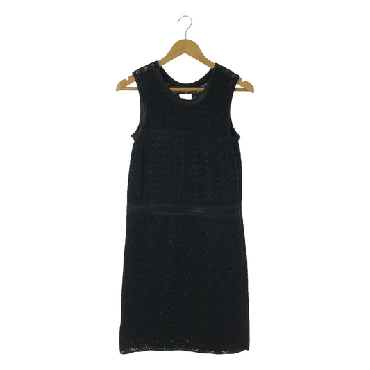 CHANEL | Silk jacquard Coco Mark button tape decoration sleeveless knit dress | 36 | Black | Women's