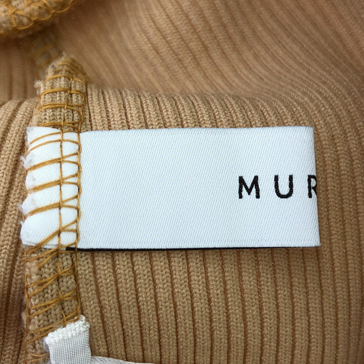 MURRAL / ミューラル | 2020AW | アシンメトリー フリル リブ スリット スカート | 36 | ブラック/ホワイト/ベージュ | レディース