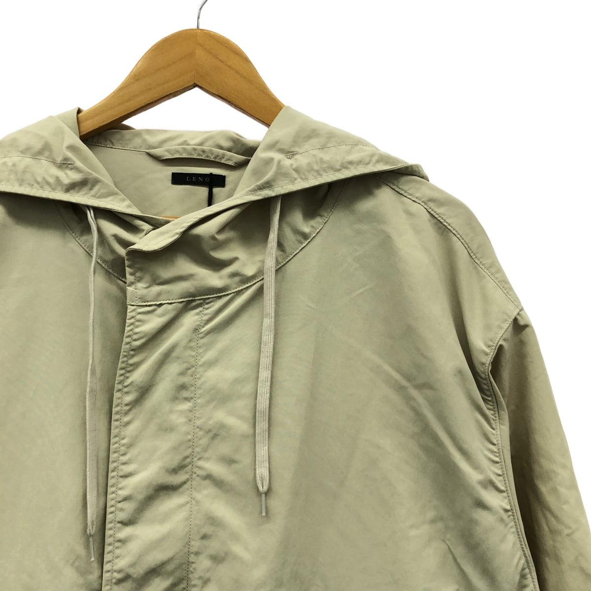 【新品】  LENO / リノ | SHORT HOODED COAT ナイロン ジップ ジャケット | 3 | ベージュ | レディース