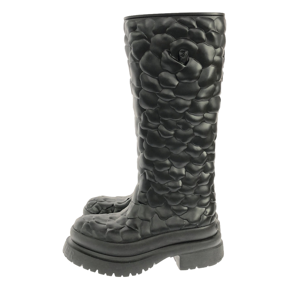 VALENTINO GARAVANI | Rose Edition 3D Rubber Long Boots | Size 37 | Black | Women's