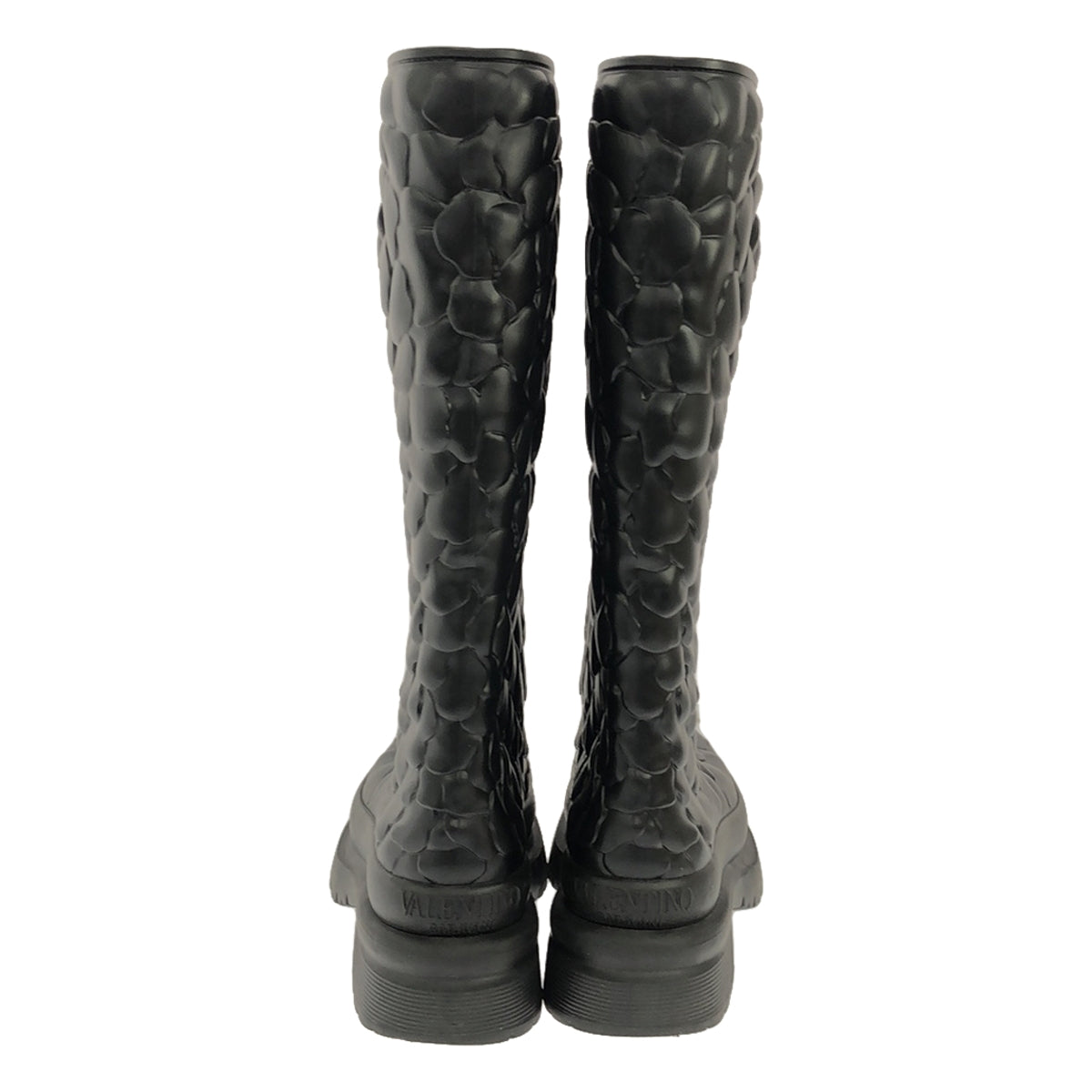 VALENTINO GARAVANI | Rose Edition 3D Rubber Long Boots | Size 37 | Black | Women's