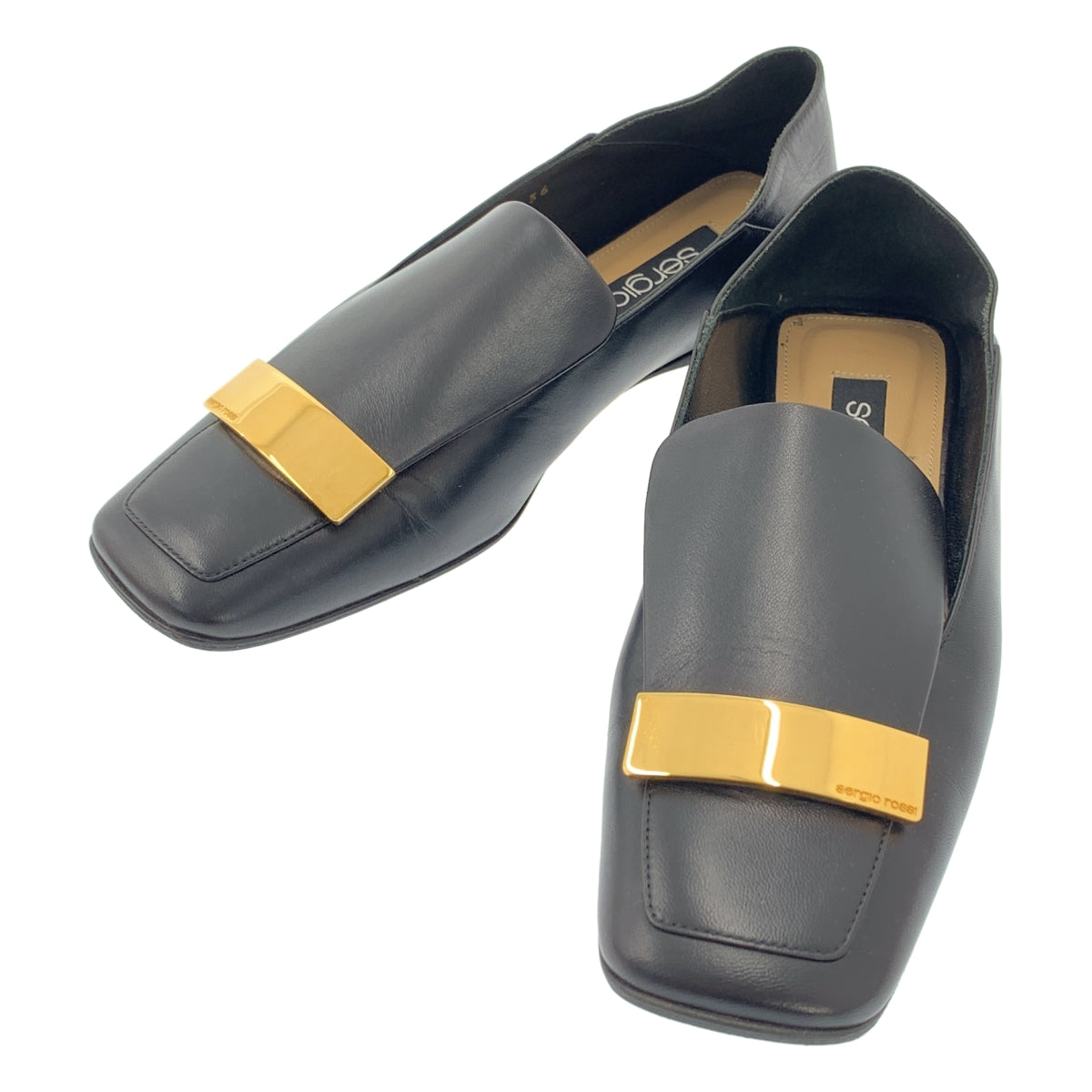 Sergio Rossi | SR1 | 皮革標誌牌方頭平底鞋 | 36碼 | 女款