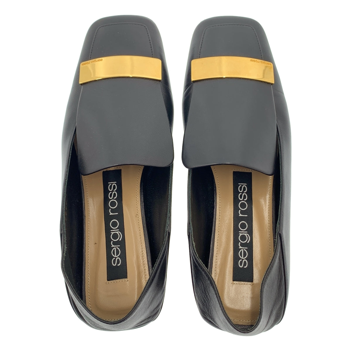 Sergio Rossi | SR1 | 皮革標誌牌方頭平底鞋 | 36碼 | 女款