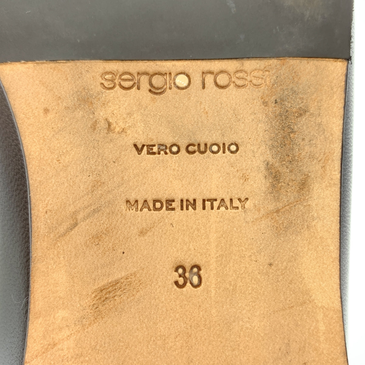 sergio rossi / 세르지오로시 | sr1 / 가죽 로고 플레이트 스퀘어 투 플랫 슈즈 | 36 |