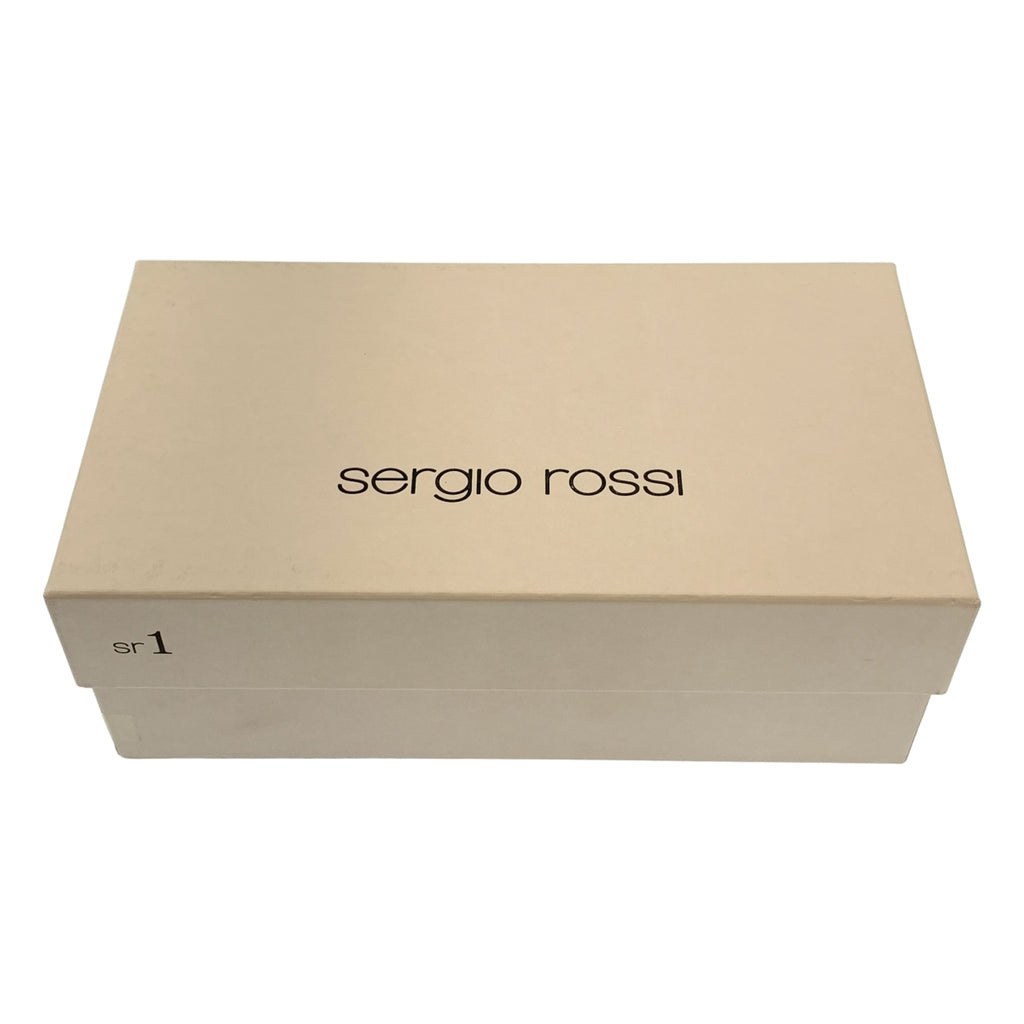 sergio rossi / 세르지오로시 | sr1 / 가죽 로고 플레이트 스퀘어 투 플랫 슈즈 | 36 |