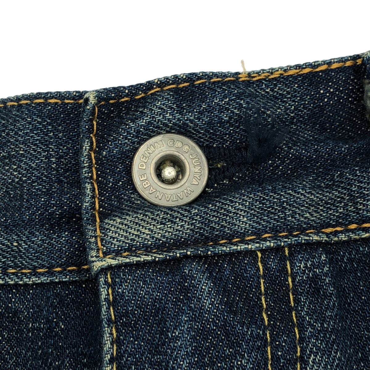 JUNYA WATANABE COMME des GARCONS / ジュンヤワタナベ | 2012SS | 異素材 切替 再構築  バックドッキング レザーパッチ セルビッチ デニム スカート | S | インディゴ/ダークネイビー | レディース