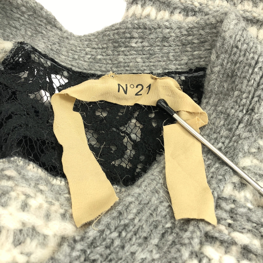 N°21 / ヌメロヴェントゥーノ | アルパカ レース 切替 カーディガン | XS | レディース