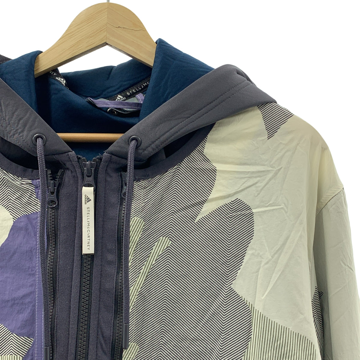 adidas by Stella McCartney / アディダスバイステラマッカートニー | Yoga Jacket / 総柄 レイヤード フルジップ ヨガジャケット フーディ | OT | オフホワイト系 | レディース