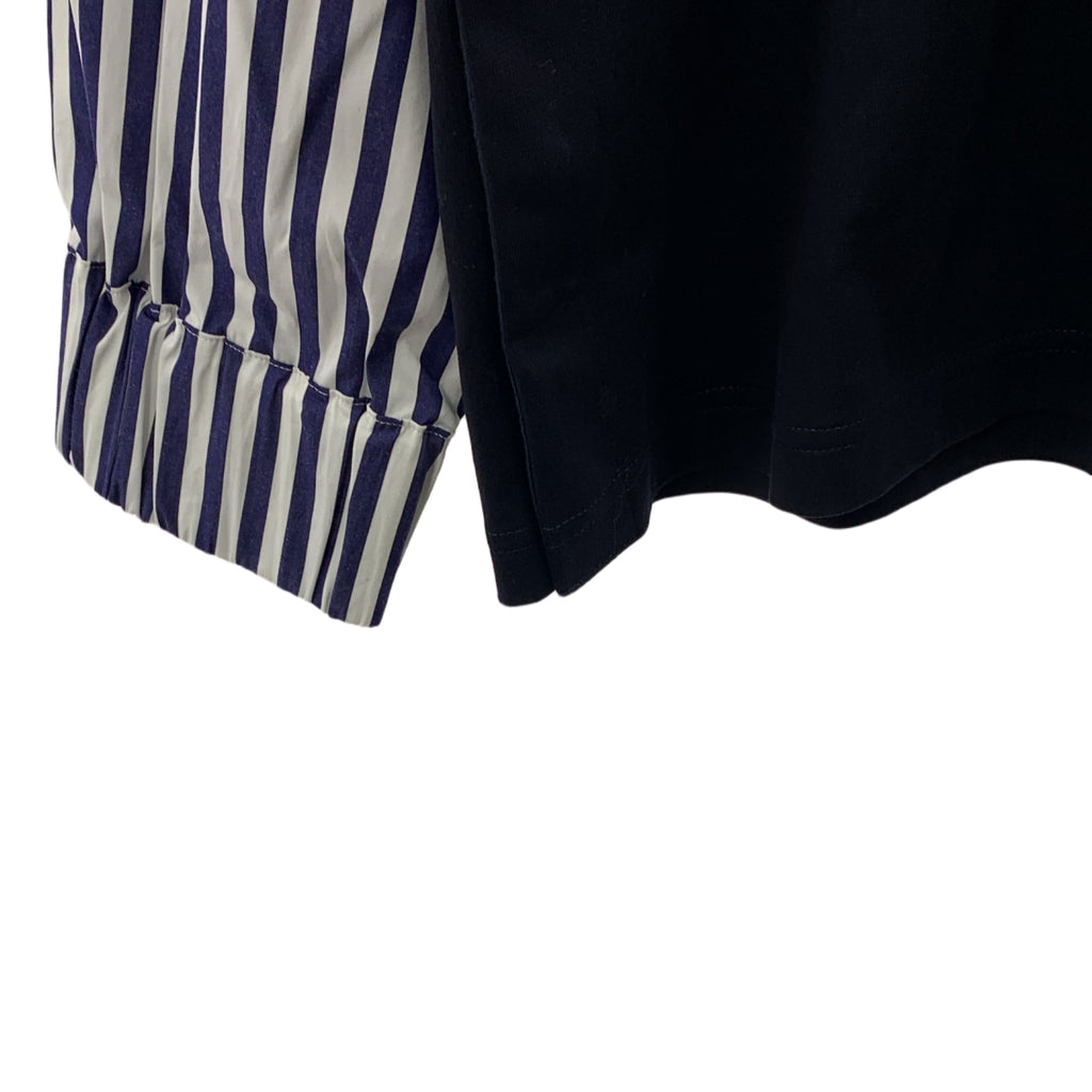 [狀態良好] sacai | 2024AW | 棉府綢棉質平紋針織T卹條紋層​​疊側按扣T卹 | 1 | 海軍藍/白色 | 男款