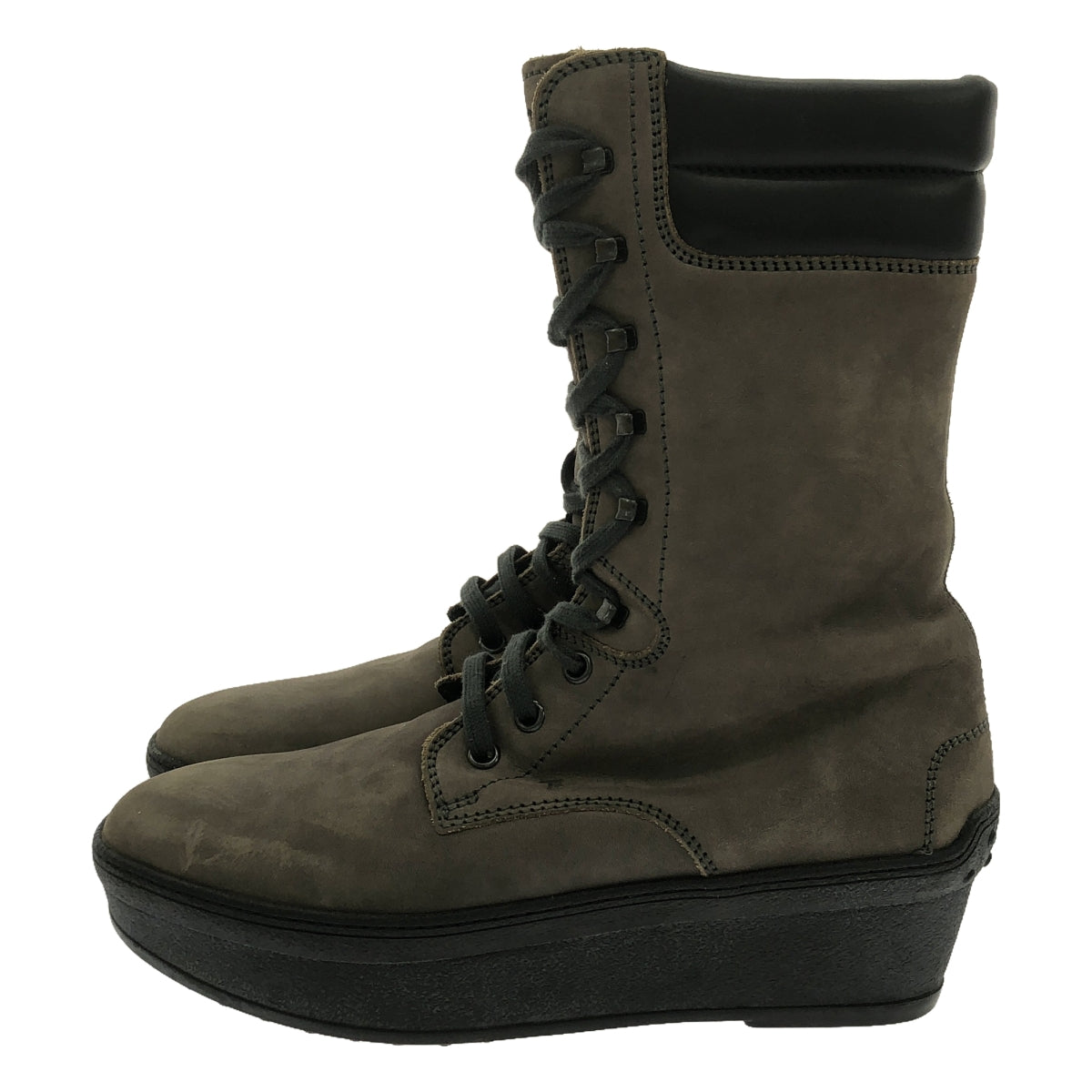 TOD'S | Suede lace-up long boots | 38 1/2 | Grey | Women's