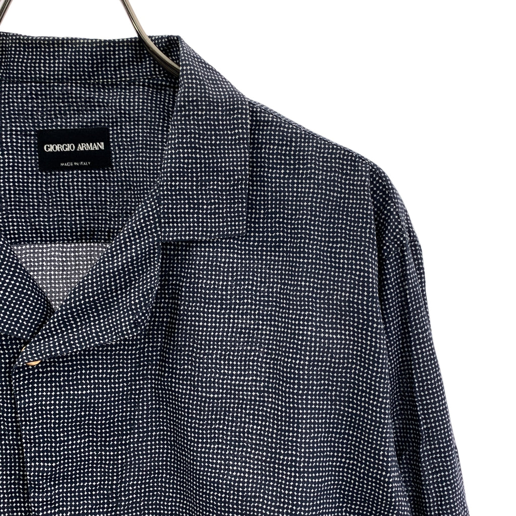 GIORGIO ARMANI / 조르지오 아르마니 | 총 무늬 플라이 프론트 오픈 컬러 셔츠 | 38 |