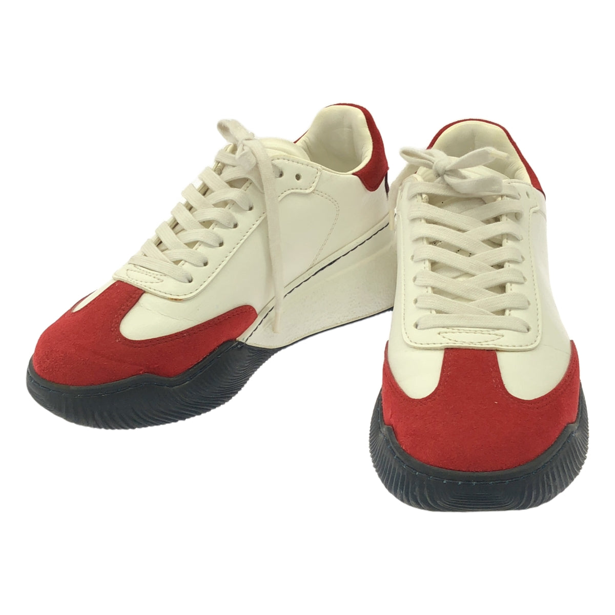 斯特拉·麥卡尼 | FABRIC SNEAKER FAULE / 絨面革邊飾皮革厚底運動鞋 | 36 |白色/紅色 |女性的