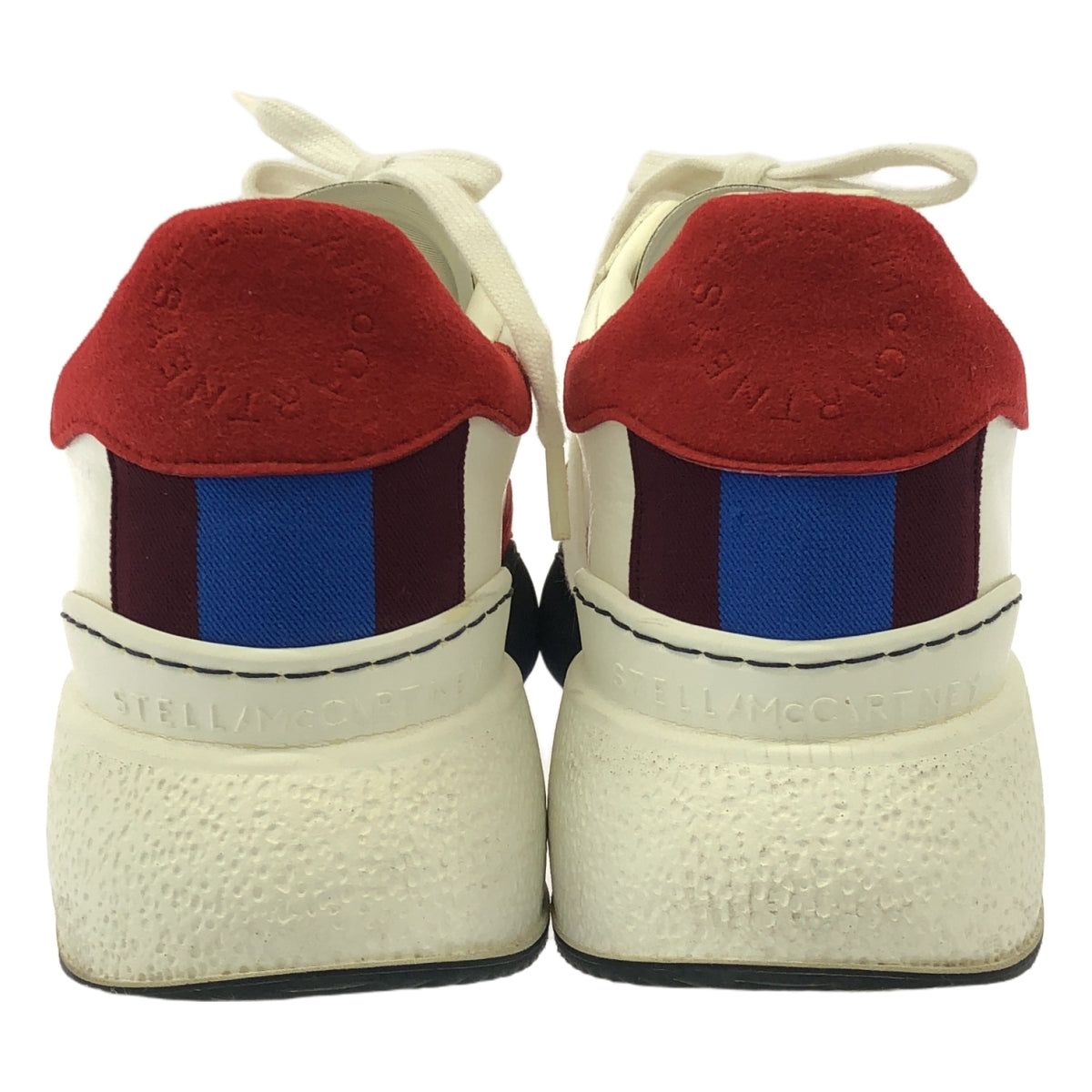 斯特拉·麥卡尼 | FABRIC SNEAKER FAULE / 絨面革邊飾皮革厚底運動鞋 | 36 |白色/紅色 |女性的