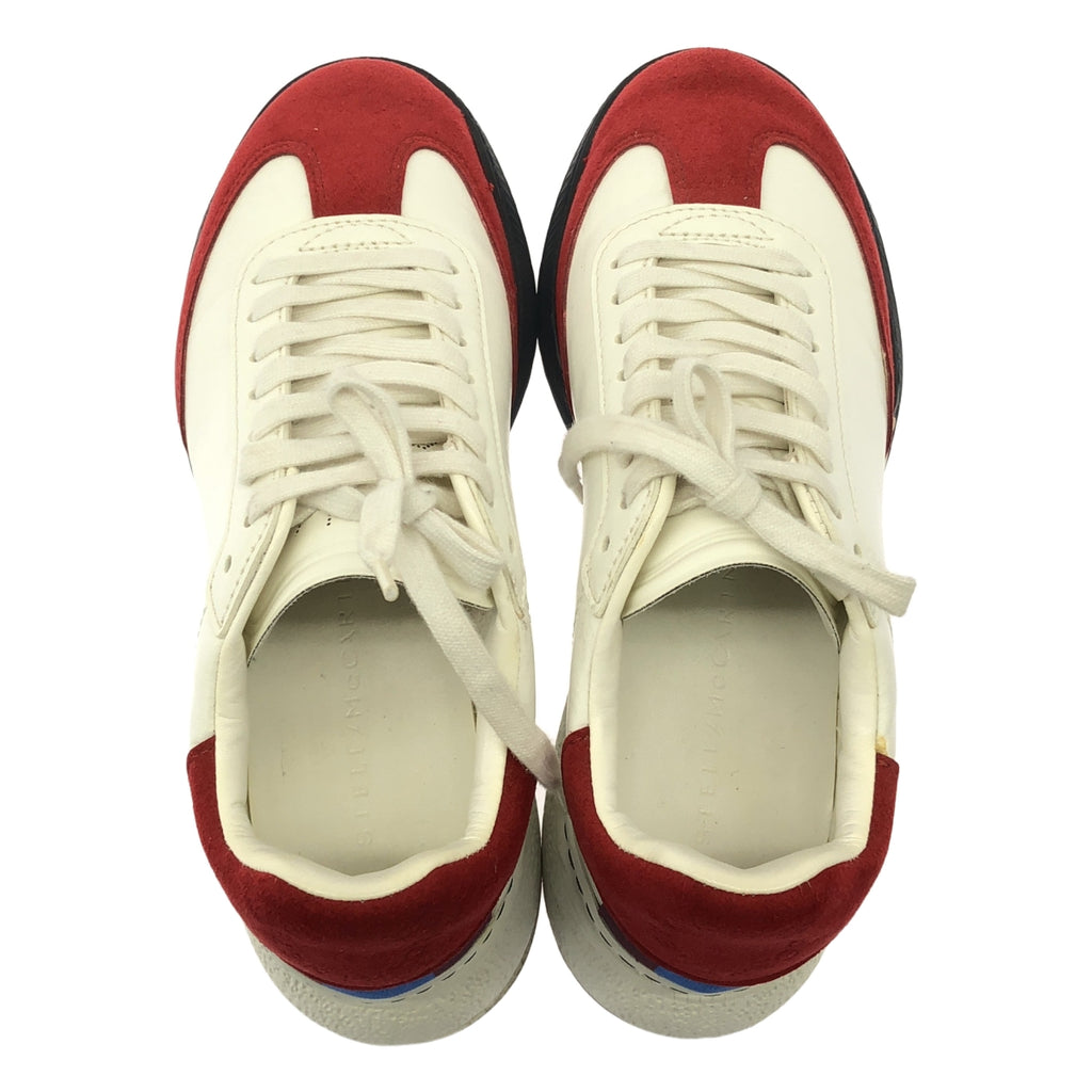 斯特拉·麥卡尼 | FABRIC SNEAKER FAULE / 絨面革邊飾皮革厚底運動鞋 | 36 |白色/紅色 |女性的